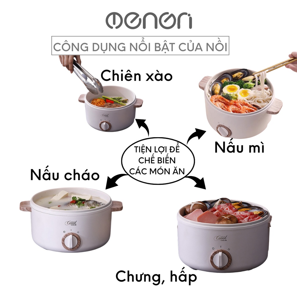 Nồi Điện Đa Năng OENON Nấu Lẩu, Chiên, Xào, Rán, Dung Tích 1.5L/2.5L Có Khay Hấp