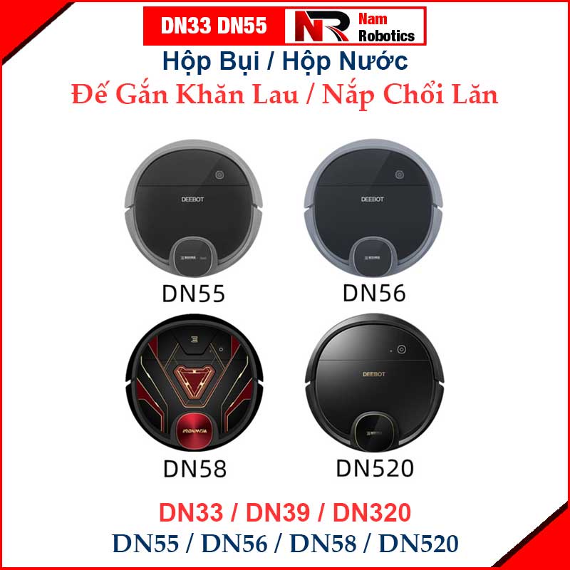 Phụ Kiện Thay Thế Robot Ecovacs Deebot DN33 DN55 DN320 DN520 Hộp Bụi / Hộp Nước / Nắp Chổi Lăn / Đế Gắn Khăn Lau ///