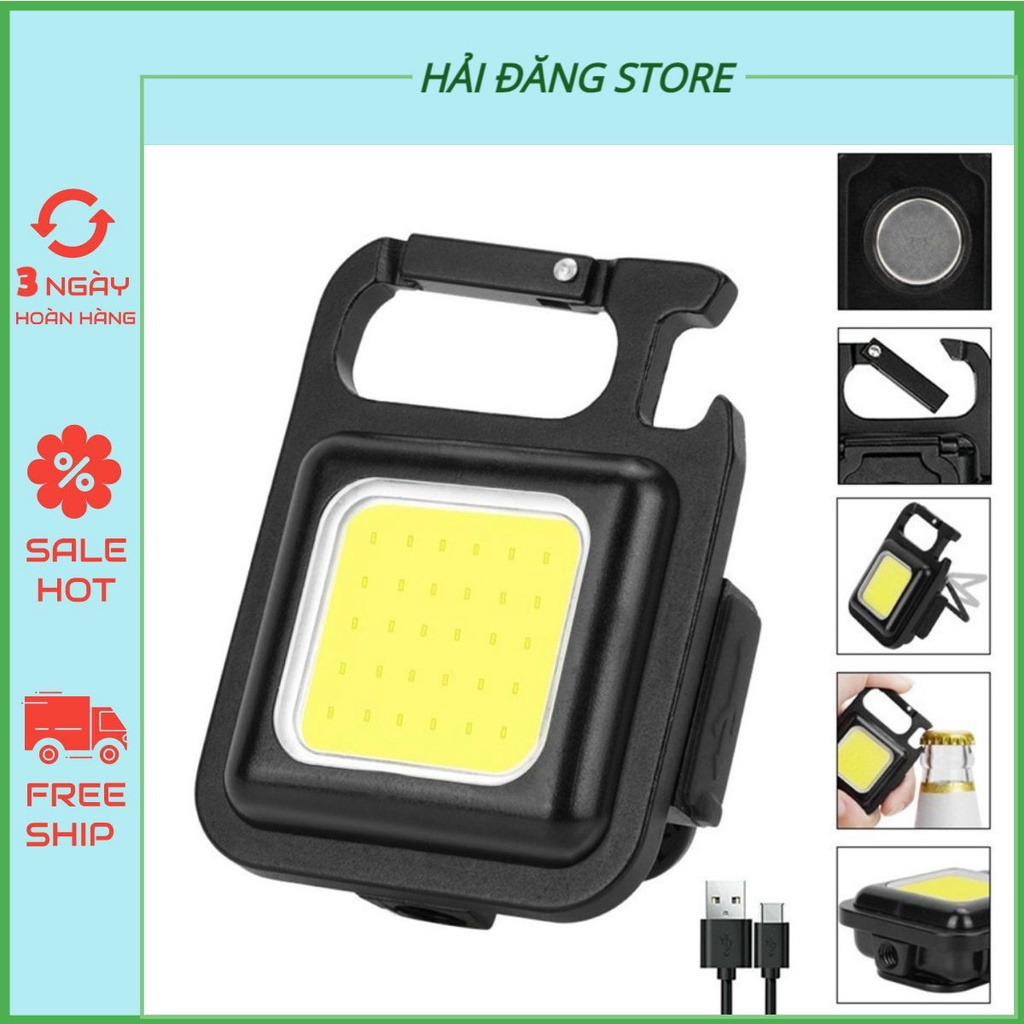 [MỚI 2022] Đèn Pin Led Mini Siêu Sáng COB - Đèn Pin Móc Khóa Dùng Mở Nắp Chai Đa Năng ,Tích Điện và Nhấp Nháy