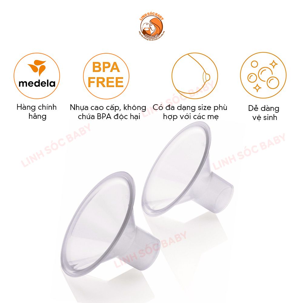 Phễu hút sữa Medela size 21, 24, 27, 30mm chính hãng nhập Mỹ, phễu nhựa 100% an toàn