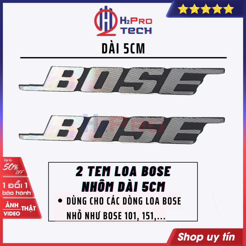 2 Tem Loa B.o.s.e Nhôm Cỡ Nhỏ Dài 5Cm, Tem Dán B.o.s.e Thùng Loa Cỡ Nhỏ Mini Như B.o.s.e 101, 151,...-H2Pro Tech