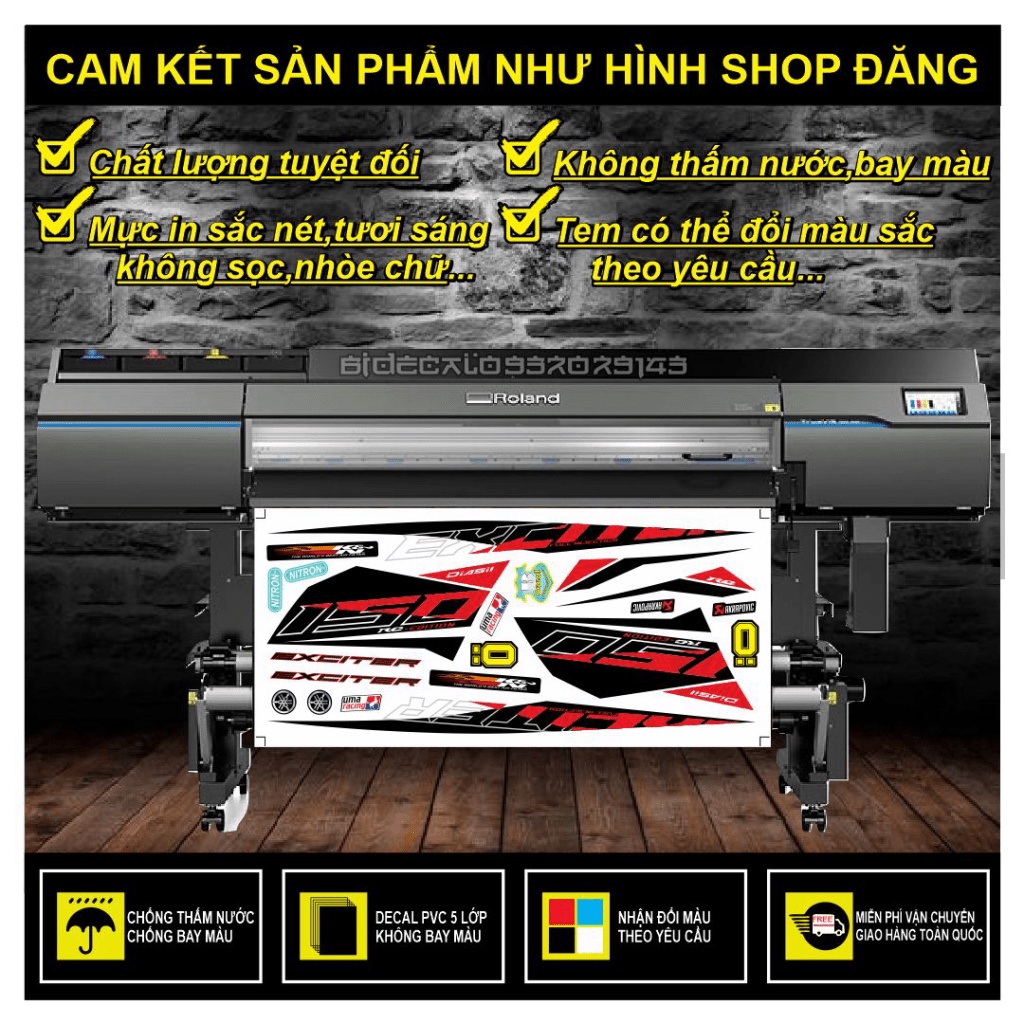 {SÀI GÒN-FREE SHIP] TEM RỜI EXCITER 150 2019 TRẮNG ĐỎ