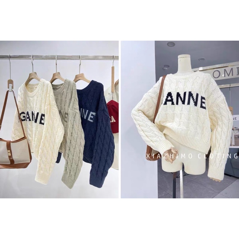 [NEW]ÁO LEN THỪNG CỔ TRÒN “GANNE” DÁNG LỠ hàng Quảng Châu