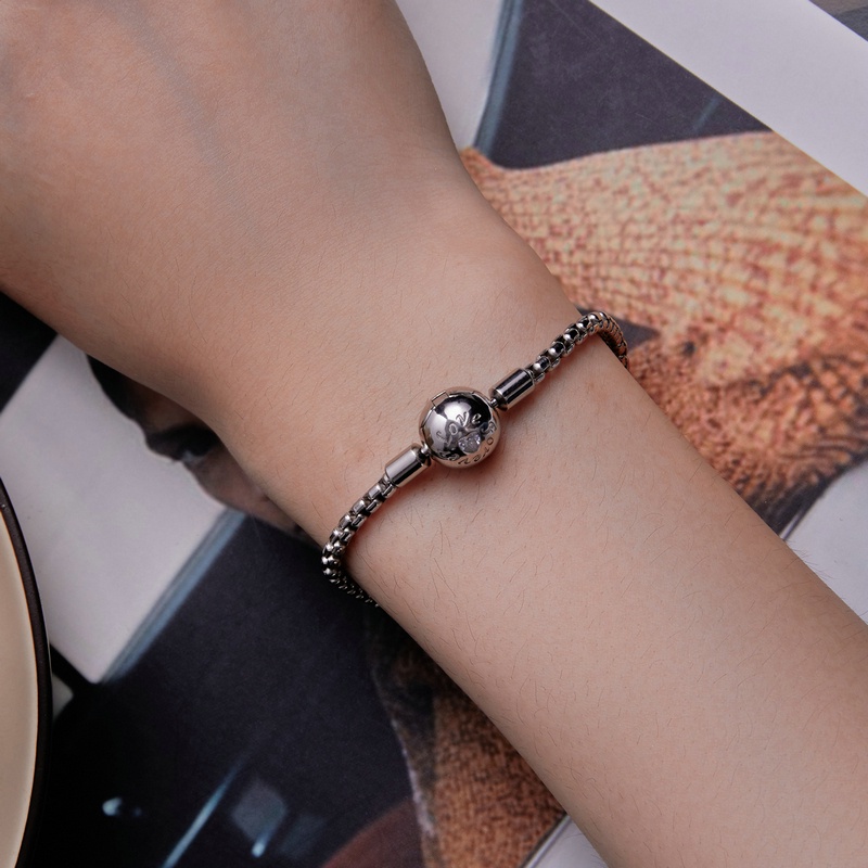 Vòng tay BAMOER bạc 925 họa tiết vô cực đơn giản thời trang 17cm và 19cm