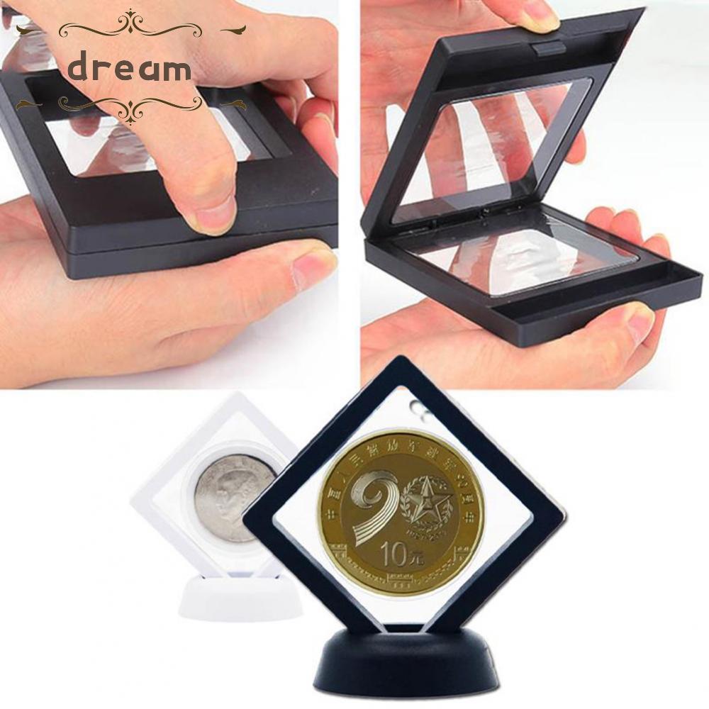 【DREAMLIFE】5 10PCS 3D Floating Frame Holder Stand Box Clear Jewelry Ring Coin Display Case YmXUsmlN