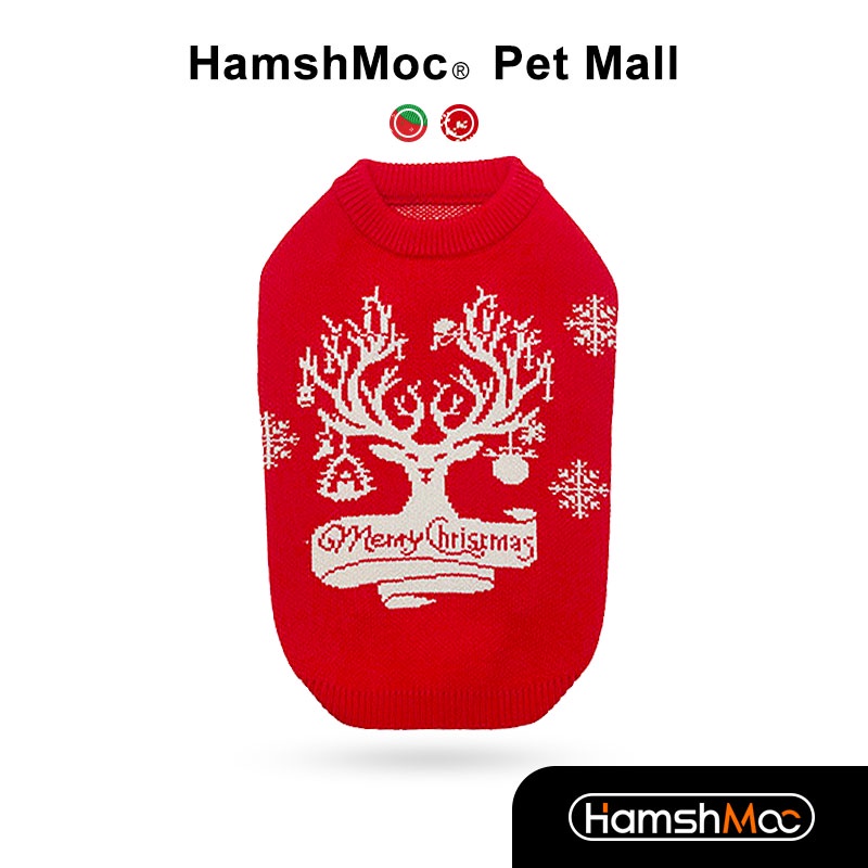 HamshMoc Áo Sweater Dệt Kim Mềm Mại In Họa Tiết Tuần Lộc / Bông Tuyết Giáng Sinh Cho Thú Cưng