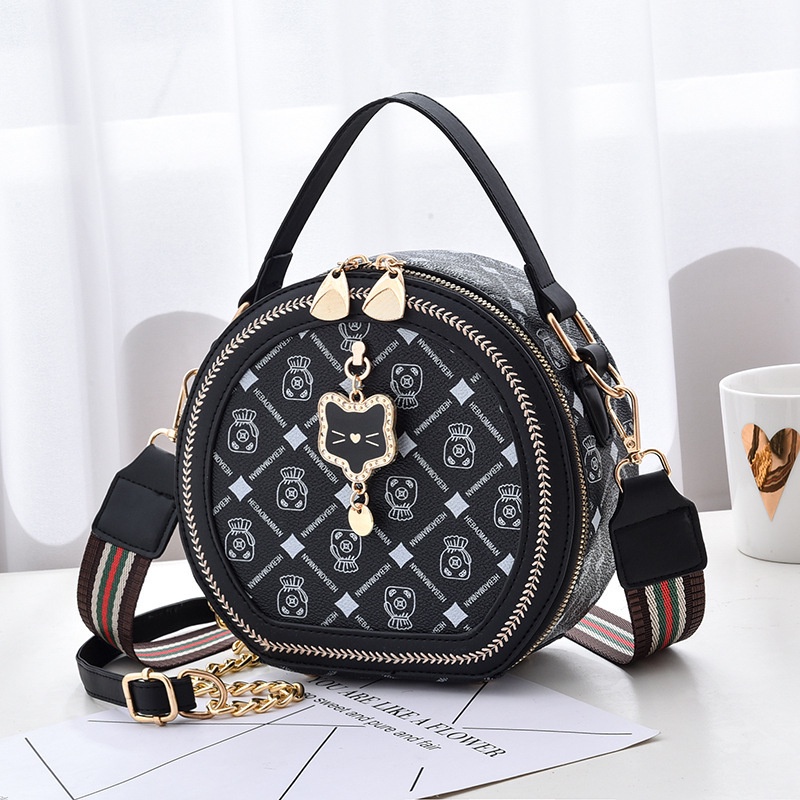 IELGY Túi Đeo Chéo Nhỏ Hình Tròn In Họa Tiết Phong Cách retro Cho Nữ