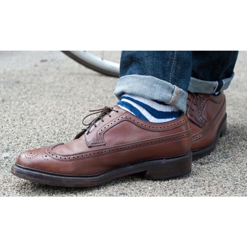 [Dọn nhà bán đồ secondhand] Giày Công sở Regal Derby Longwing Full Brogues Da Nâu bóng size 41,5 (26