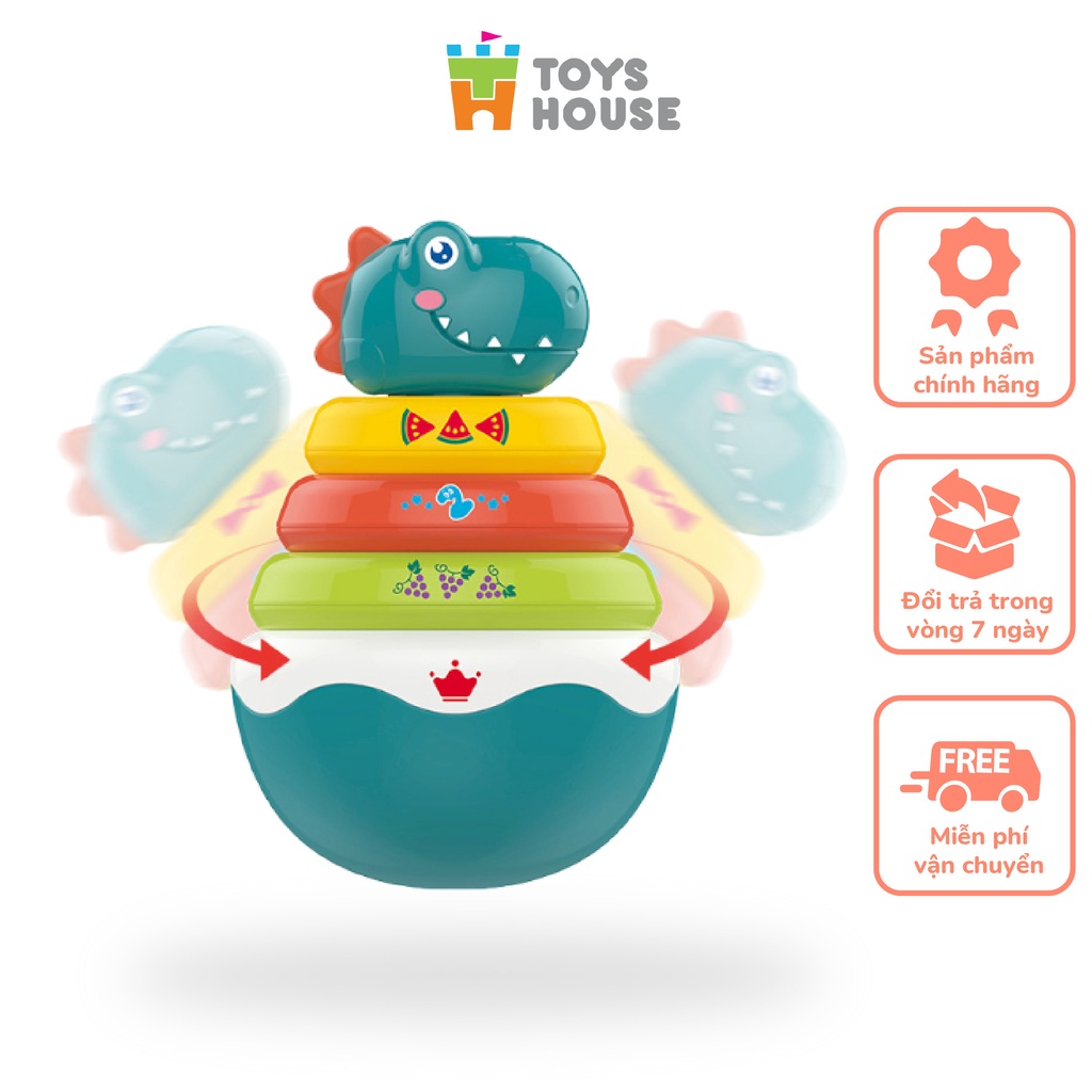 Đồ chơi lật đật, vòng xúc xắc xếp chồng nhiều màu sắc hình khủng long ToysHouse HE0298