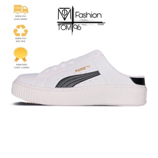 Full box - Full Bill - Tặng thêm 1 bộ dây - Giày sục nữ thể thao PUMA trắng sọc đen, size 36-39 FULL BOX BILL.