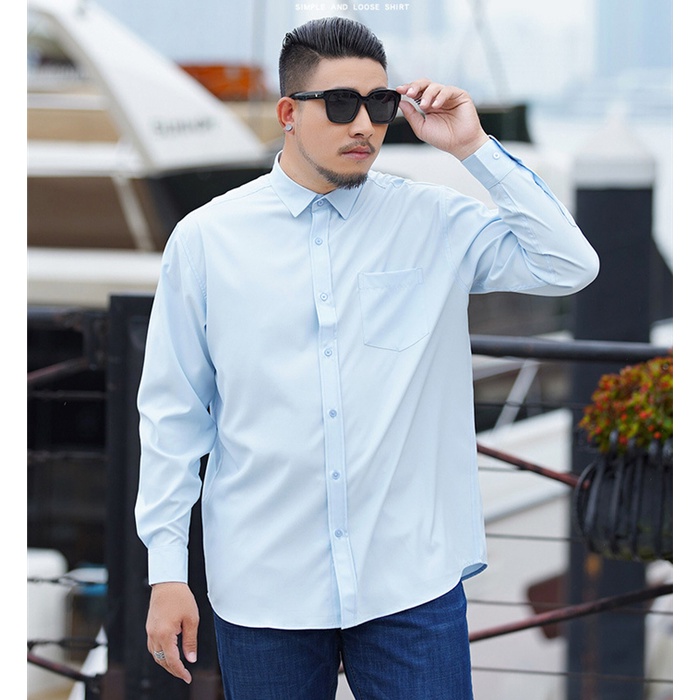 Nam & Nữ 12XL Lớn 5XL 6XL 7XL 8XL 10XL#Áo Sơ Mi Dài Tay Màu Trơn Phong Cách Doanh Nhân Cổ Điển 39; s