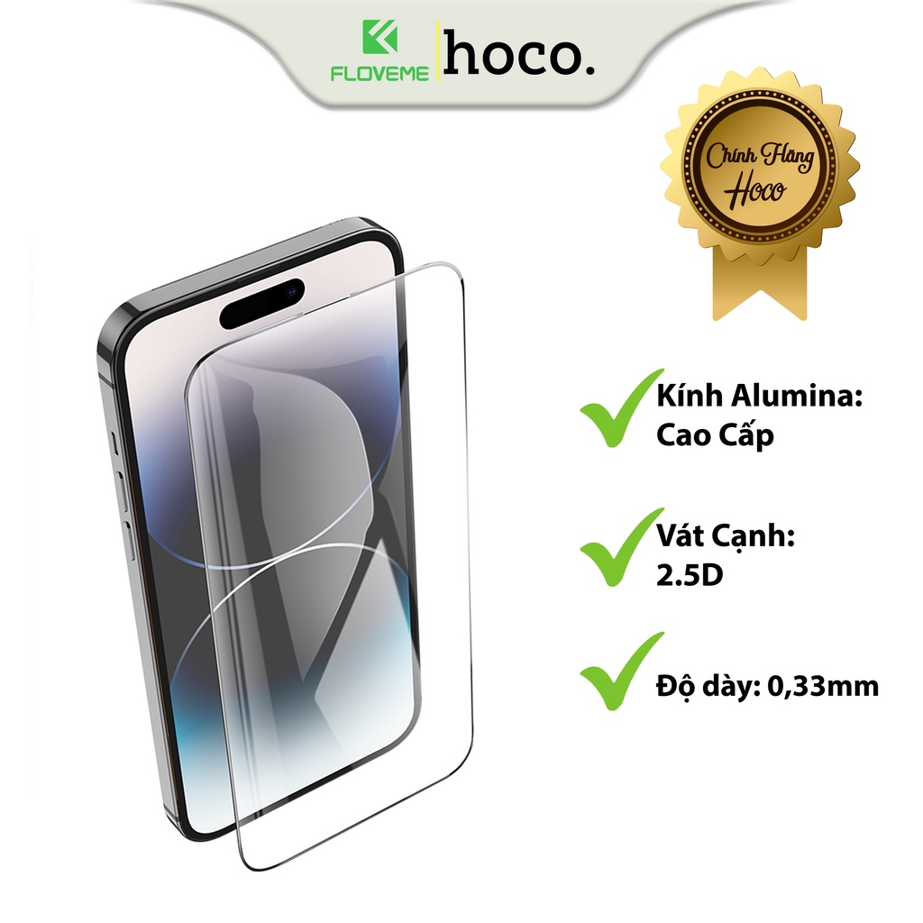 Miếng Dán Mặt Kính Cường Lực Hoco G10 full Màn Hình Cho Các Dòng iPhone (Đen),Vát Cạnh 2.5D Ôm Sát Màn Hình Máy