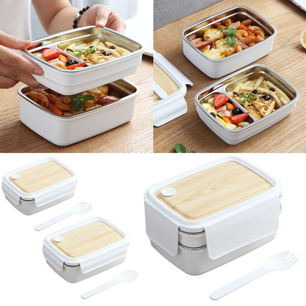 Hộp Đựng Cơm Trưa Hình Chữ Nhật Chống Rò Rỉ Kèm Muỗng