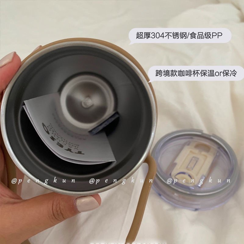 Bình Nước Giữ Nhiệt Bằng Thép Không Gỉ 304 Thiết Kế Nhỏ Gọn Có Nắp Kèm Ống Hút