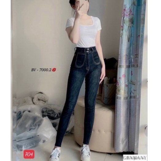 Quần Jean nữ lưng cao phối rách cá tính (kèm hình thật), Quần bò nữ cạp cao mẫu mới thời trang Lady Fashion - MQ515