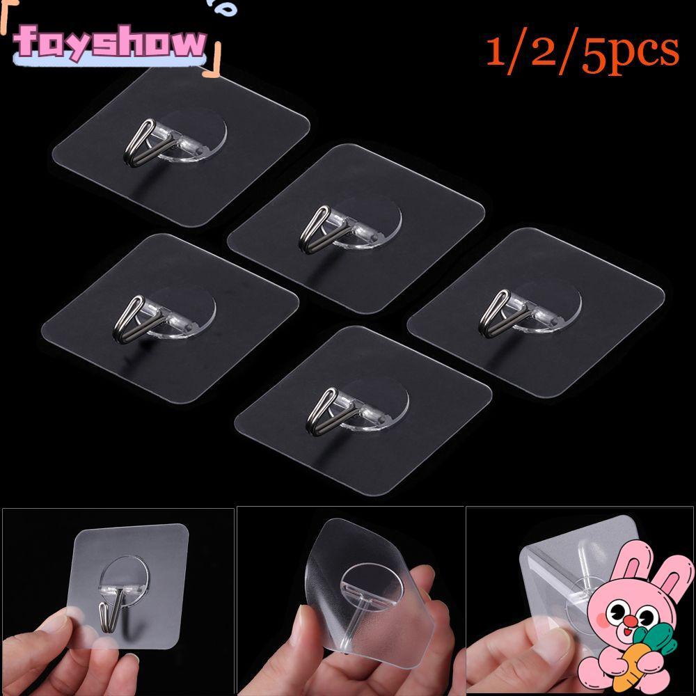 Set 1 / 2 / 5 Móc Treo Đồ Dán Tường Trong Suốt Chống Nước Không Để Lại Dấu Vết