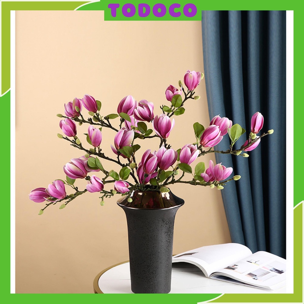 Hoa mộc lan giả TODOCO cao cấp đẹp chất liệu PU giống thật, bông hoa nhân tạo trang trí phòng khách chụp ảnh đám cưới