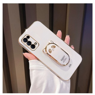 Cho OPPO A55 A54 A16 A16K A15S A15 A92 A52 A91 A31 A53 2020 Gấu trúc động đứng mềm silicone mạ điện trường hợp điện thoại sang trọng