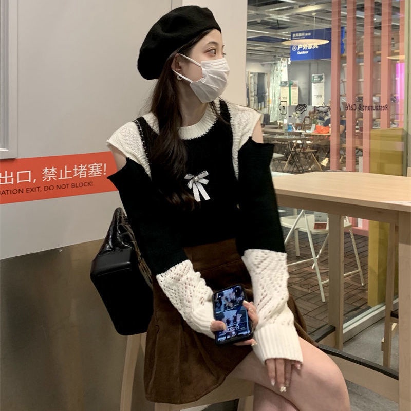 IELGY IELGY Áo sweater Dệt Kim Trễ Vai Dáng Ôm Thời Trang Cho Nữ