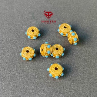 Charm lu thống bạc xi vàng đính đá thiên nhiên