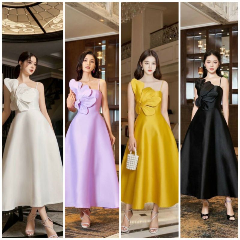 🌺 LYLY DRESS 🌺ĐẦM MAXI THIẾT KẾ ĐÍNH HOA LYLY 5 CÁNH, phù hợp sự kiện, concept, prom, hẹn hò, dating, cưới, chơi - NUT