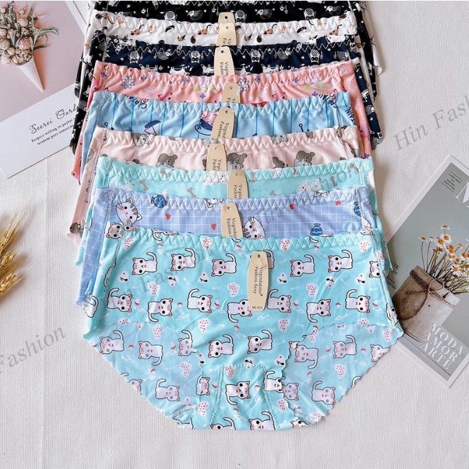 Bộ 4 Quần Lót Nữ DUDIA Su Họa Tiết Dễ Thương (freesize 40-57kg) [N08-4]