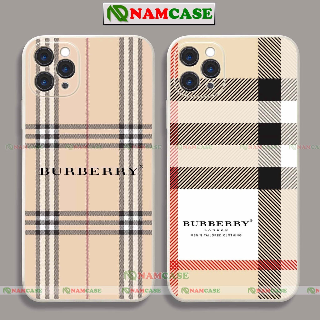Ốp lưng điện thoại iPhone burberry cạnh vuông silicon dẻo bảo vệ camera ip 6/6s/7/8/X/XS/XR/11/12/13/14 Pro Plus Max