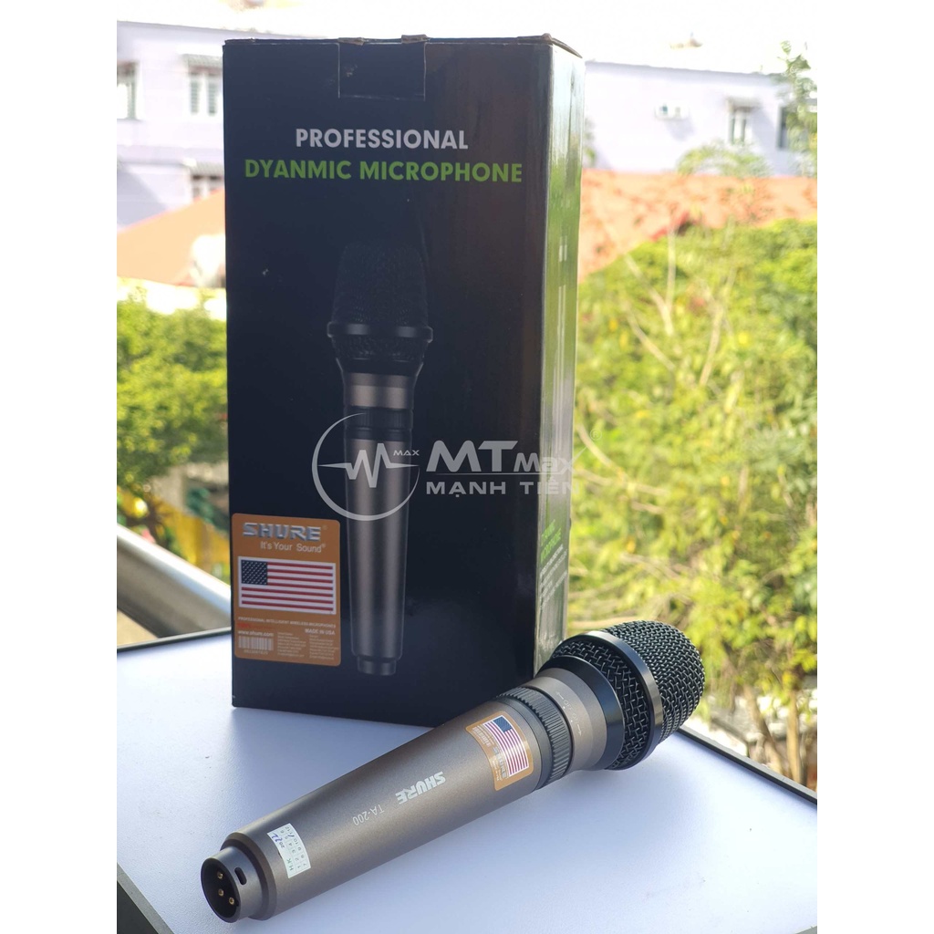 Micro Hát Karaoke Có Dây Shure Ta200 Hàng USA Xịn Nhạy, Chống Hú, Chống Nhiễu Tốt Dây Dài 5M
