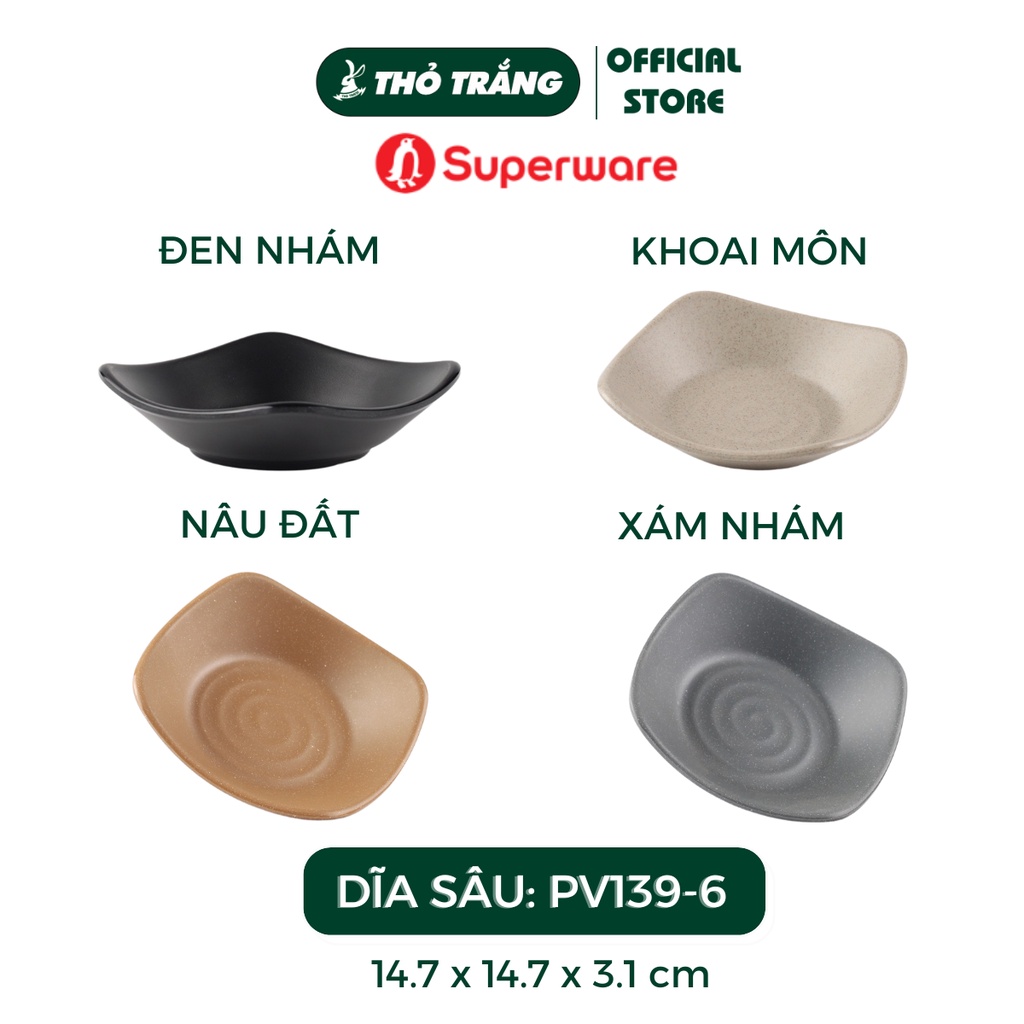 Dĩa nhựa nhám Melamine Srithai Superware cao cấp đa đạng kiểu dáng, màu sắc