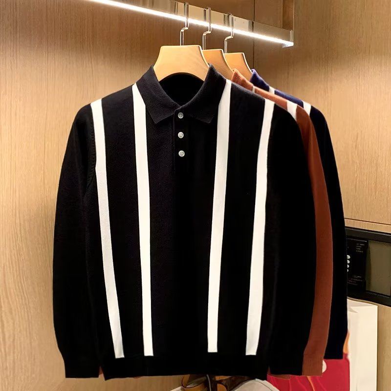 Áo Sweater Dệt Kim Kẻ Sọc Phối Màu Tương Phản Kiểu Retro Thời Trang Thu Đông 2022 Cho Nam
