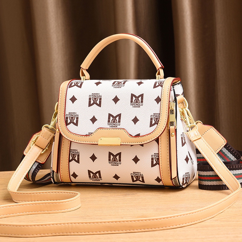 Túi đeo chéo IELGY bản rộng in họa tiết phong cách cổ điển thời trang cho nữ