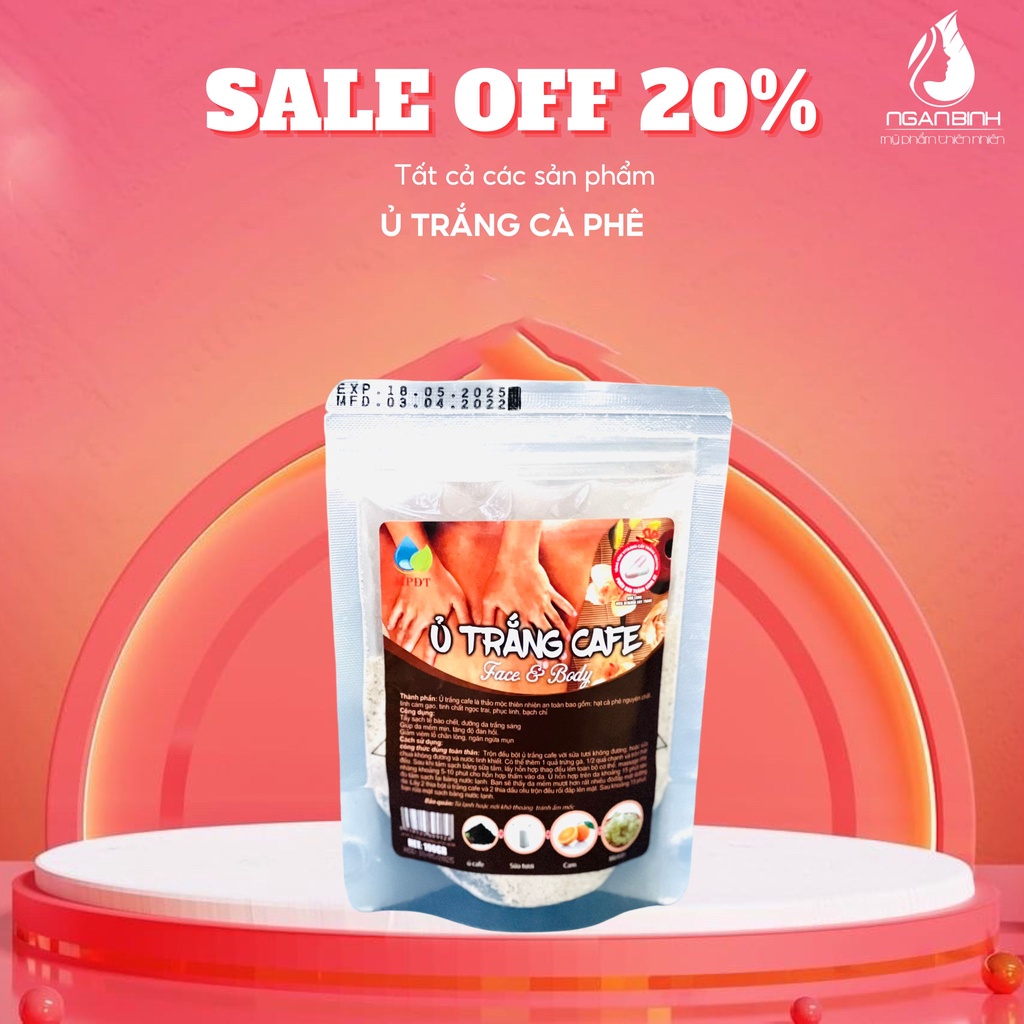 Bột Ủ trắng cà phê cafe dưỡng da trắng sáng, làm mờ vết thâm hiệu quả 100gr