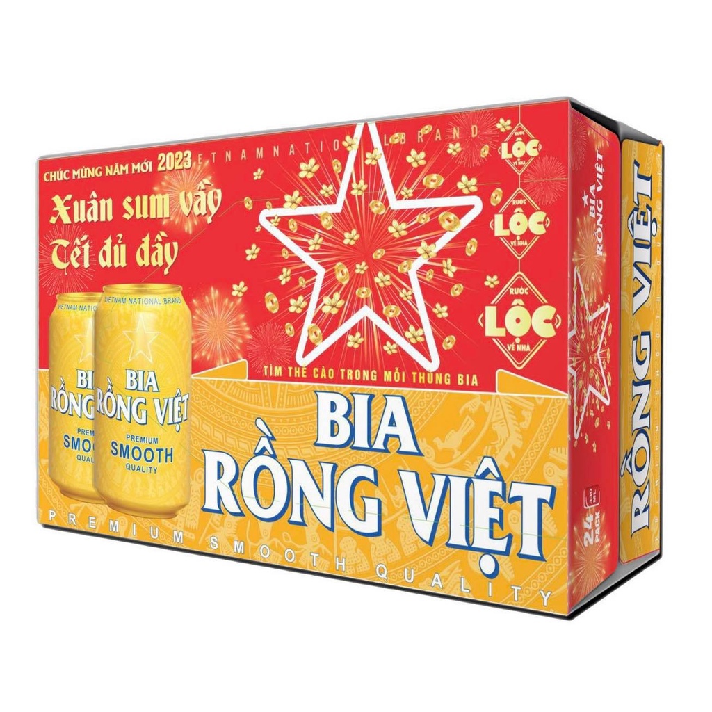 Bia rồng việt premium smooth thùng 24lon x 330ml. lon cao - ảnh sản phẩm 1