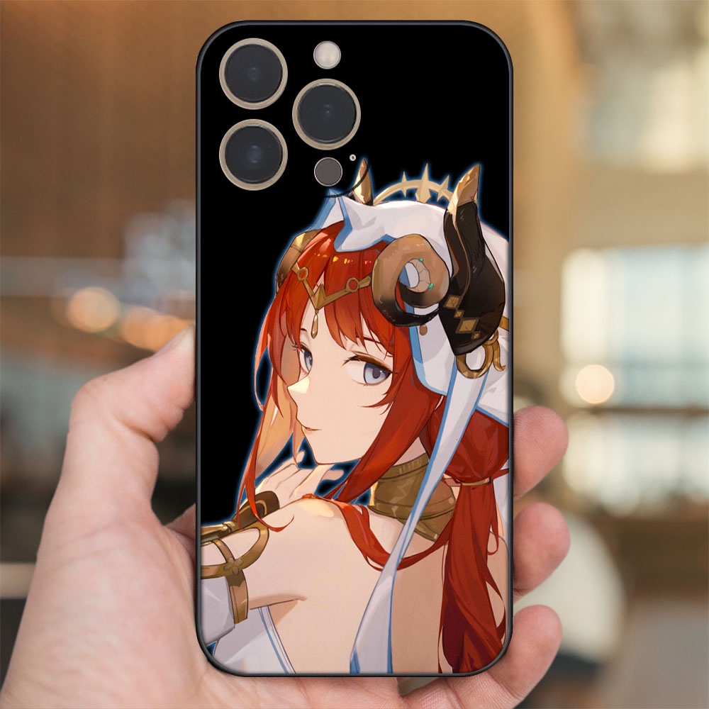Ốp lưng iPhone 14 Pro dẻo đen cạnh vuông in hình Nilou Genshin Impact