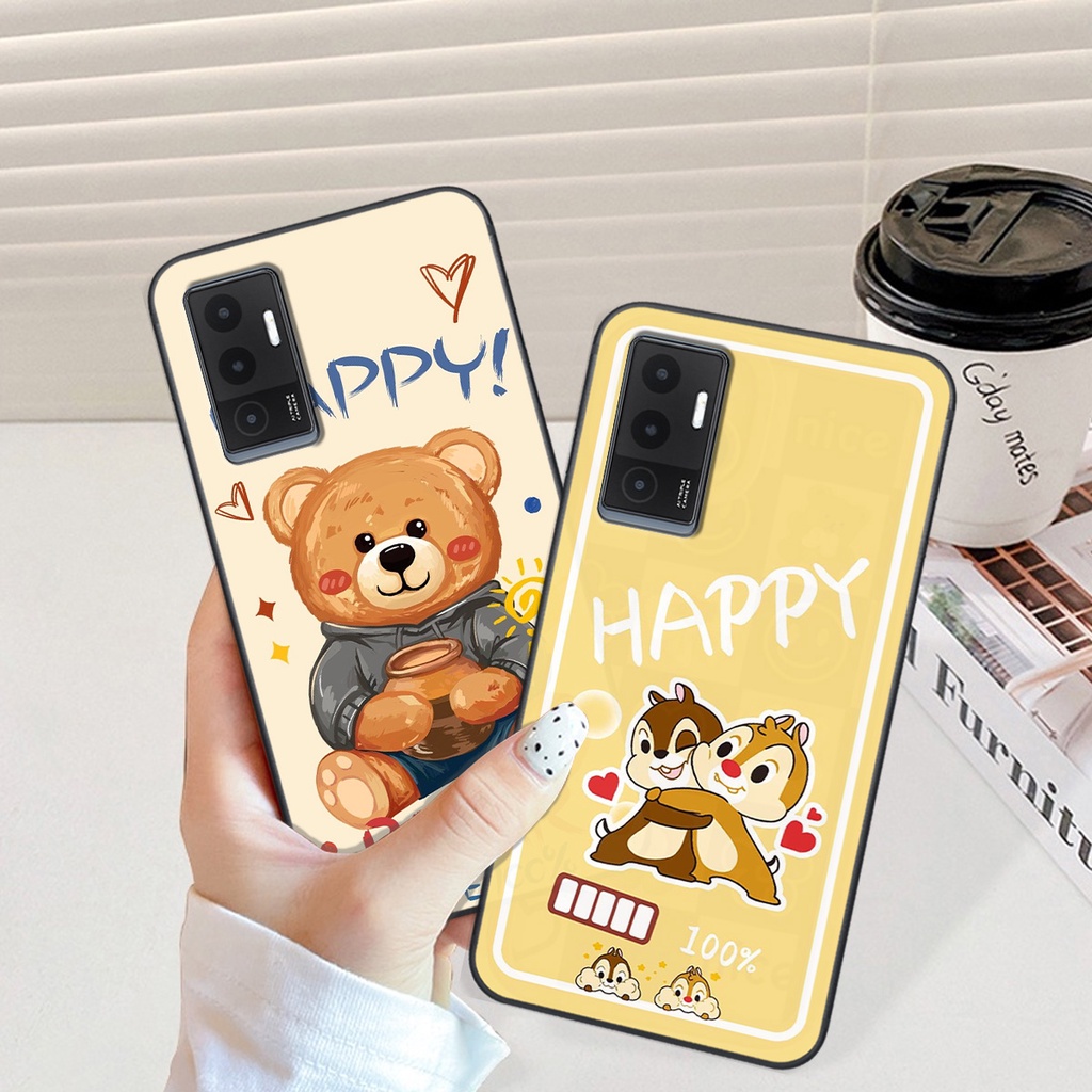 Ốp Vivo V23e in hình gấu vịt caro nhiều màu sắc ngộ nghĩnh dễ thương