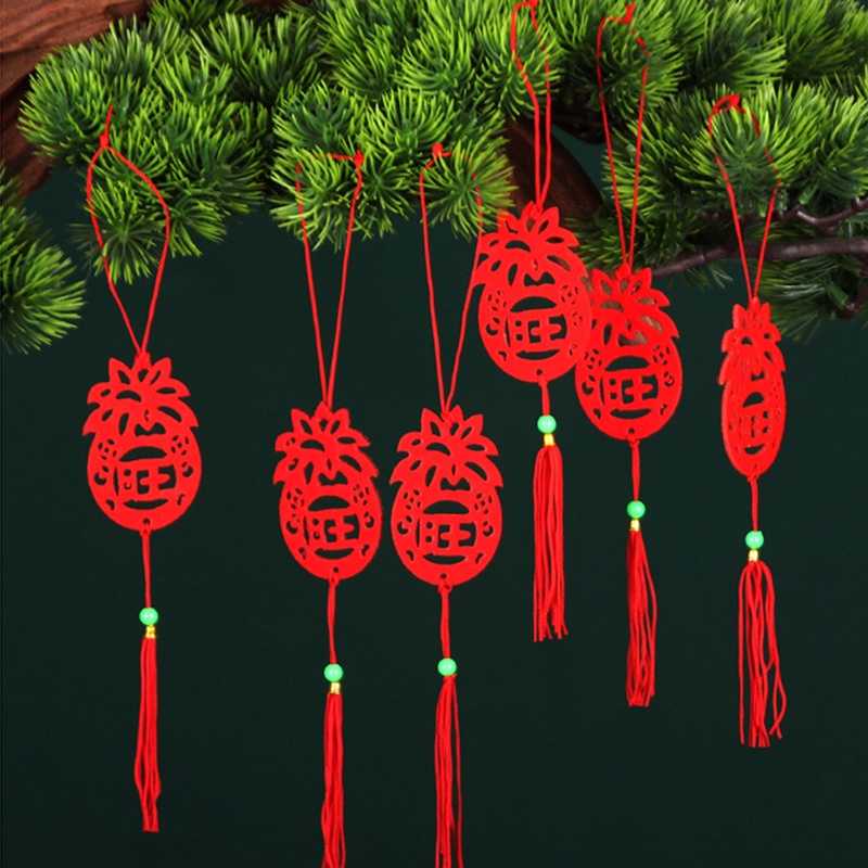 Bộ 6 dây treo trang trí năm mới màu đỏ phong cách Trung Hoa
