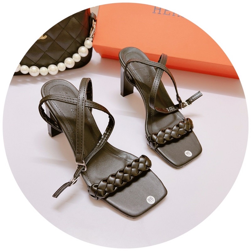 Bán Sỉ- Thanh lý xả kho- Giày sandal cao gót quai tết nhỏ gót dẹt 9cm