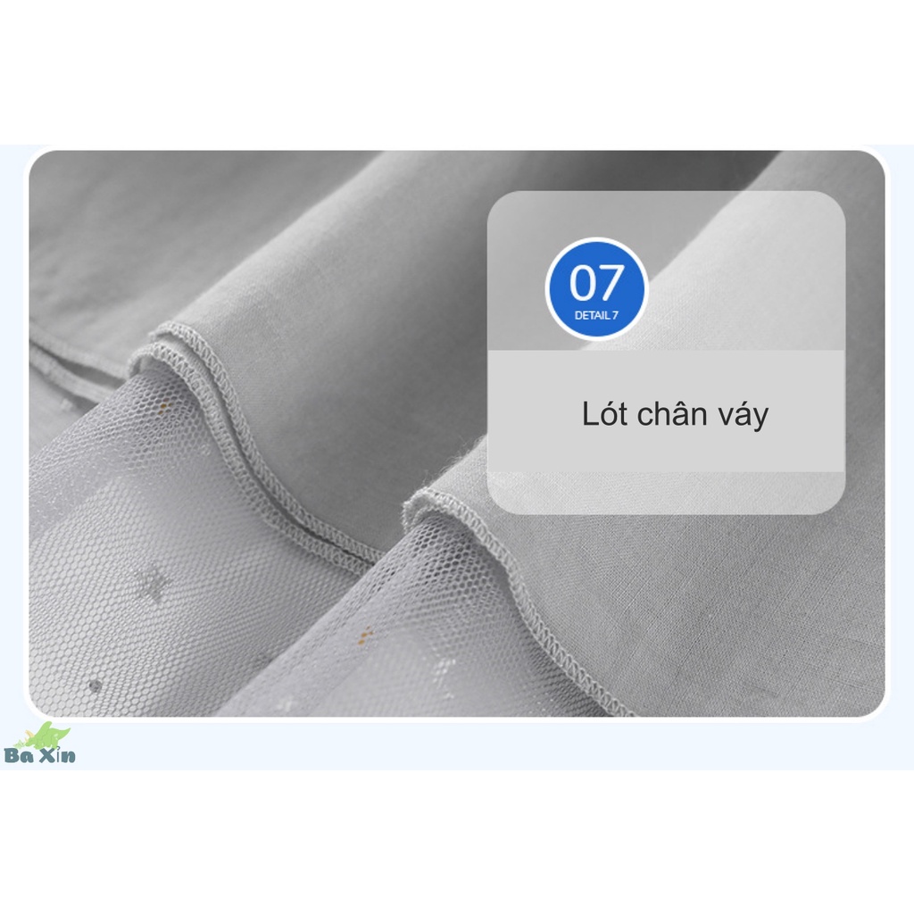 (10-30KG)VÁY BABYDOLL CÔNG CHÚA CHO BÉ GÁI LITTLE MAVEN DÀI TAY COTTON PHỐI REN KIM TUYẾN SIZE ĐẠI 2 3 4 5 6 7 TUỔI
