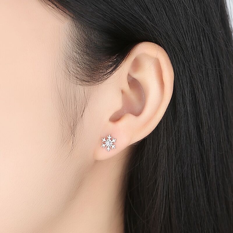 Bông Tai Hình Hoa Tuyết Đính Đá Zircon Lấp Lánh Thời Trang Cho Nữ