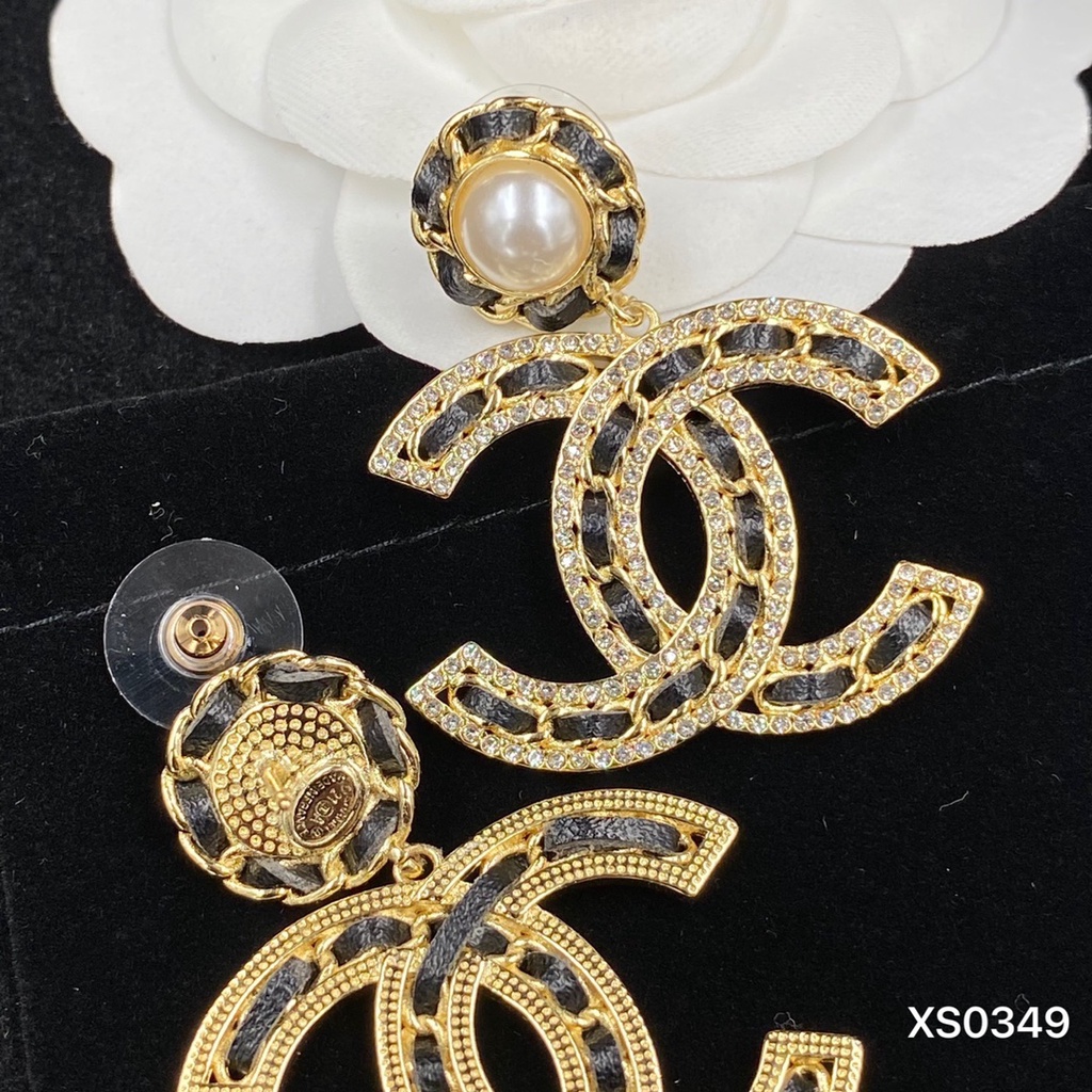 Đôi Bông Tai Mạ Bạc 925 Hình Chữ C Đính Ngọc Trai Thời Trang