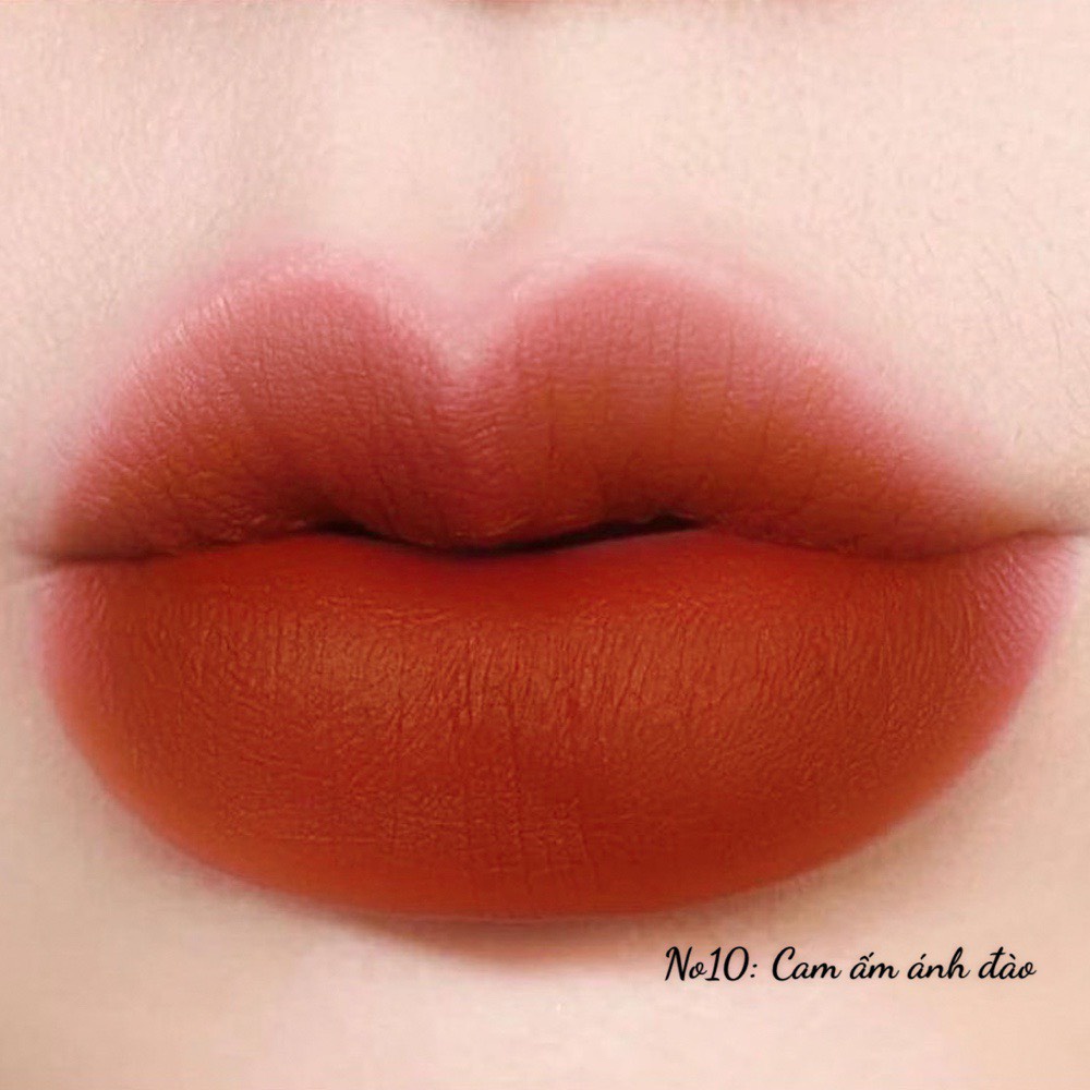 Son kem lì Mnc Lipstick N0.10 cam ẩm ánh đào, Son Mnc N0.08 đỏ nâu trầm lâu trôi mềm mịn