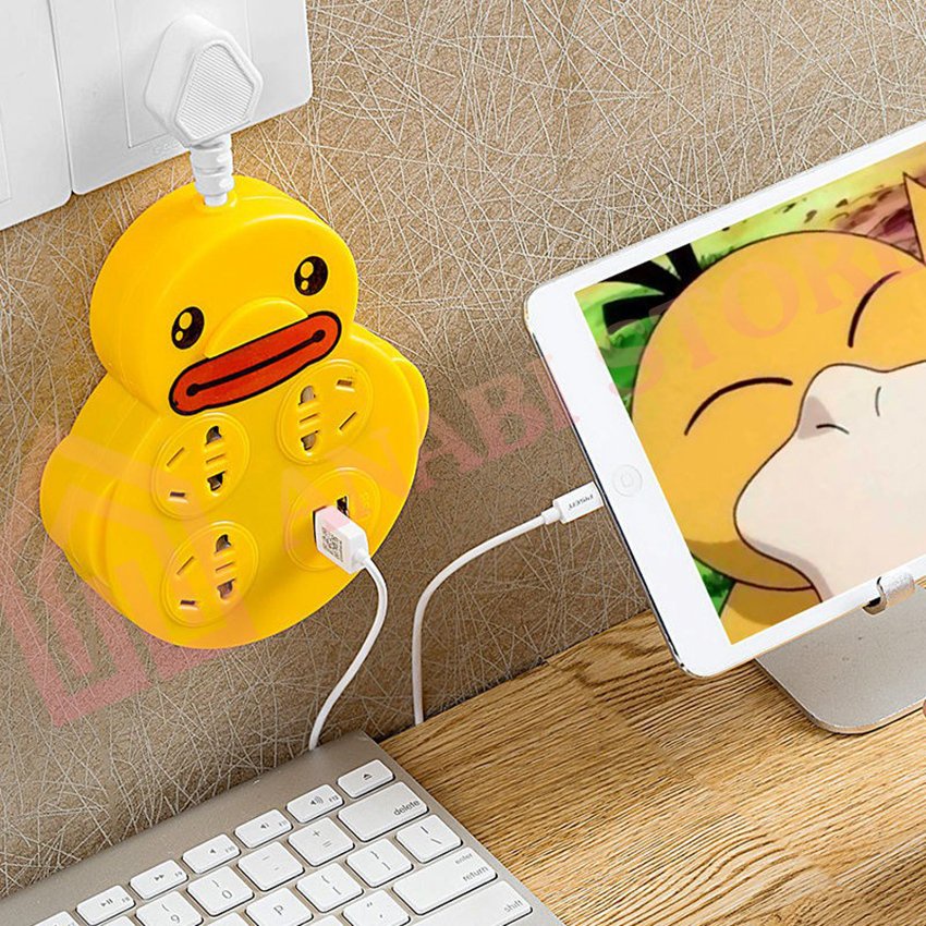 Ổ Điện Vịt Vàng Siêu Cute - Ổ Điện Đa Năng Tích Hợp Cổng Sạc USB
