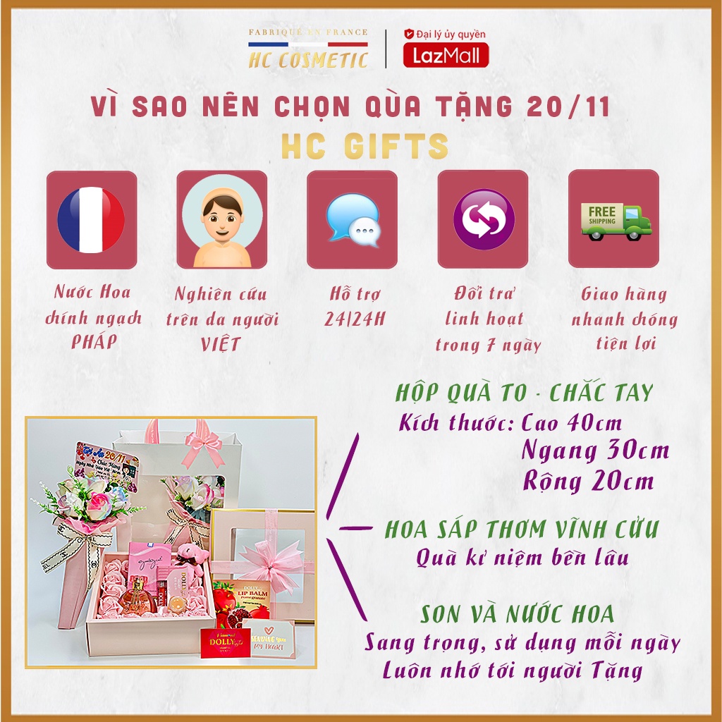 Quà tặng 20 11 sang trọng, set quà 20 11 son môi nước hoa Pháp ý nghĩa dành tặng tri ân thầy cô giáo