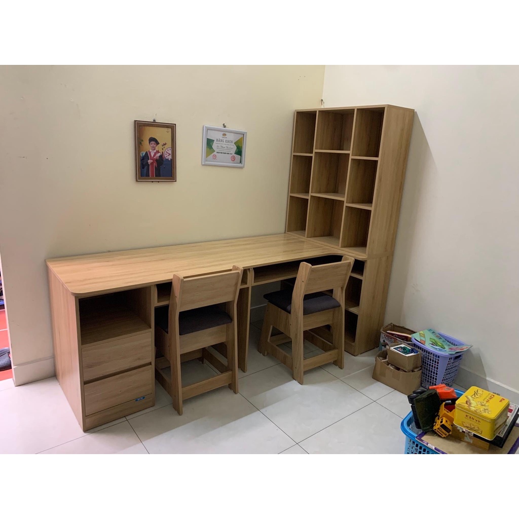 Bàn đôi giá sách góc BH6814