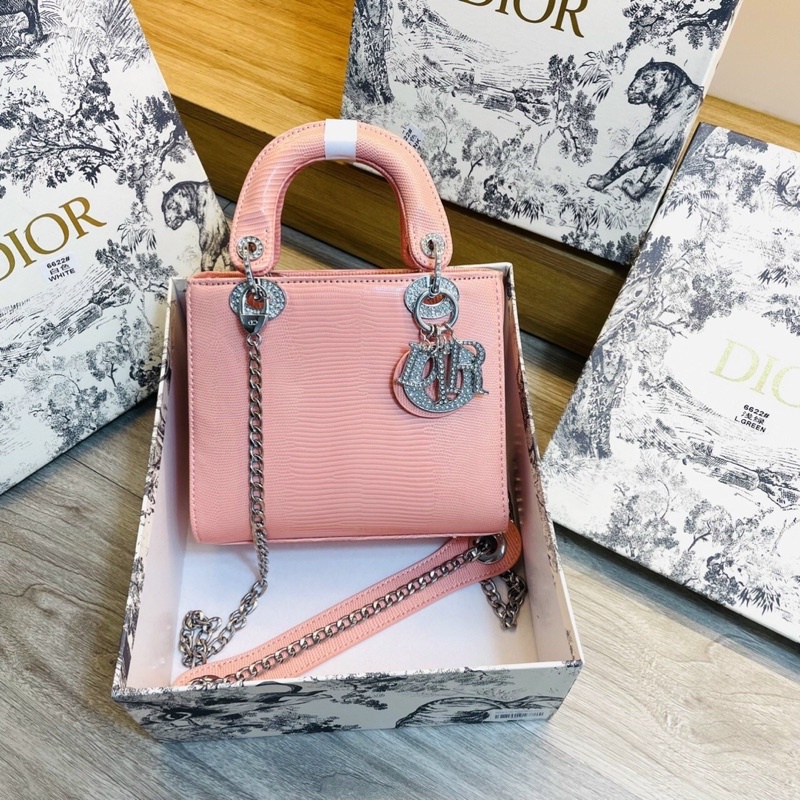 Túi Dl0R Lady TAG BẠC ĐÍNH ĐÁ LẤP LÁNH size 20 full box Supper