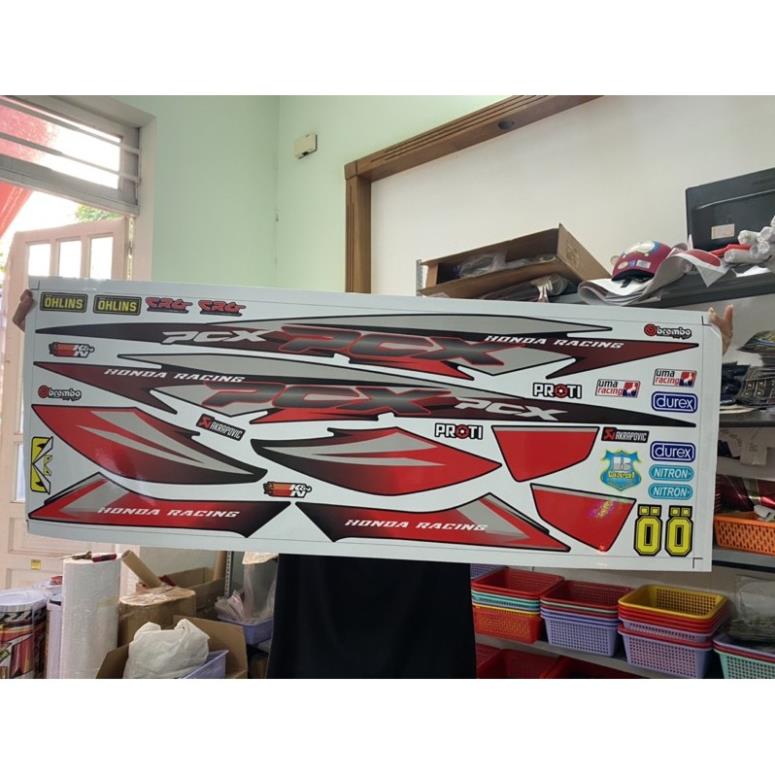 FREE SHIP + SALE SỐC +DECAL PVC 5 LỚP CHẤT LƯỢNG CAO Tem rời PCX đỏ đen