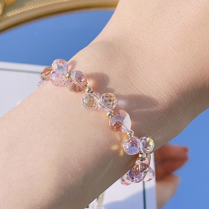 Hàng Mới Về [Hàng Mới Về] Vòng Tay Hạt Pha Lê Hình Trái Tim Phong Cách Mori Siêu Thơ Mộng Có Thể Kéo Vào Mùa