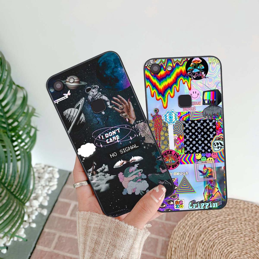 Ốp lưng Vivo V7 / V7 Plus / V7+ hình phi hành gia phê pha, lang thang trên mây, ốp rẻ bền đẹp