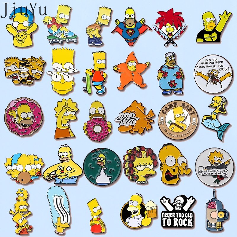 Ghim Cài Áo Hình Gia Đình Simpson Hoạt Hình Vui Nhộn