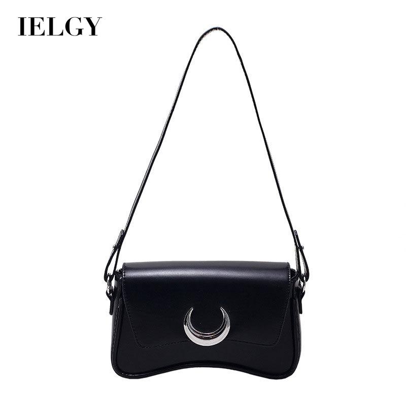 Túi Đeo Vai Màu Đen Có Khóa Hình Mặt Trăng Thời Trang Cao Cấp Cho Nữ